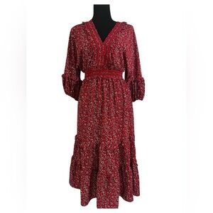 Floral long dress, mid arm, size medium